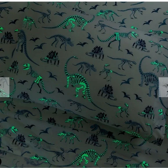 Pottery Barn Kids Blue Dino Bones Organic Sheet Set - Picture 3 of 7